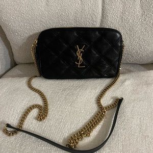 Vintage YSL Mini Becky Wallet Bag On Chain Quilted